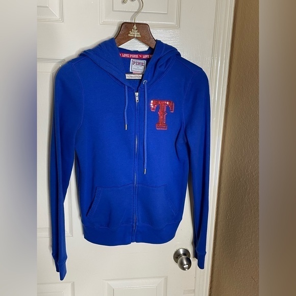 Texas Rangers PINK by Victoria's Secret Women's Full-Zip Jacket Hoodie Medium  - Picture 9 of 14